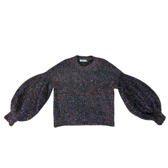 Do+Be Sweater Large Black Sparkle Multicolor Pullover Crewneck Sweater Holiday - Picture 4 of 9